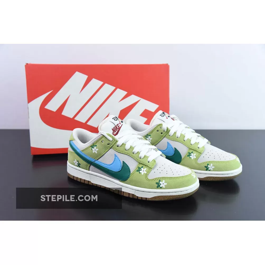 Custom Nike Dunk Low ’85 Double Swooshes’ Green Sail