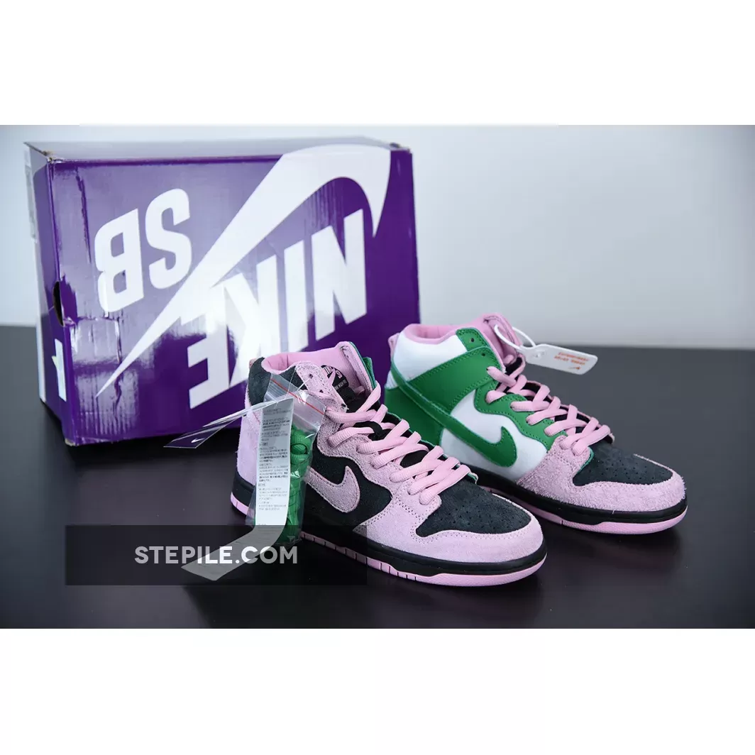 Nike Sb Dunk High 'Invert Celtics' Black/Pink Rise-Lucky Green - invert celtics dunks