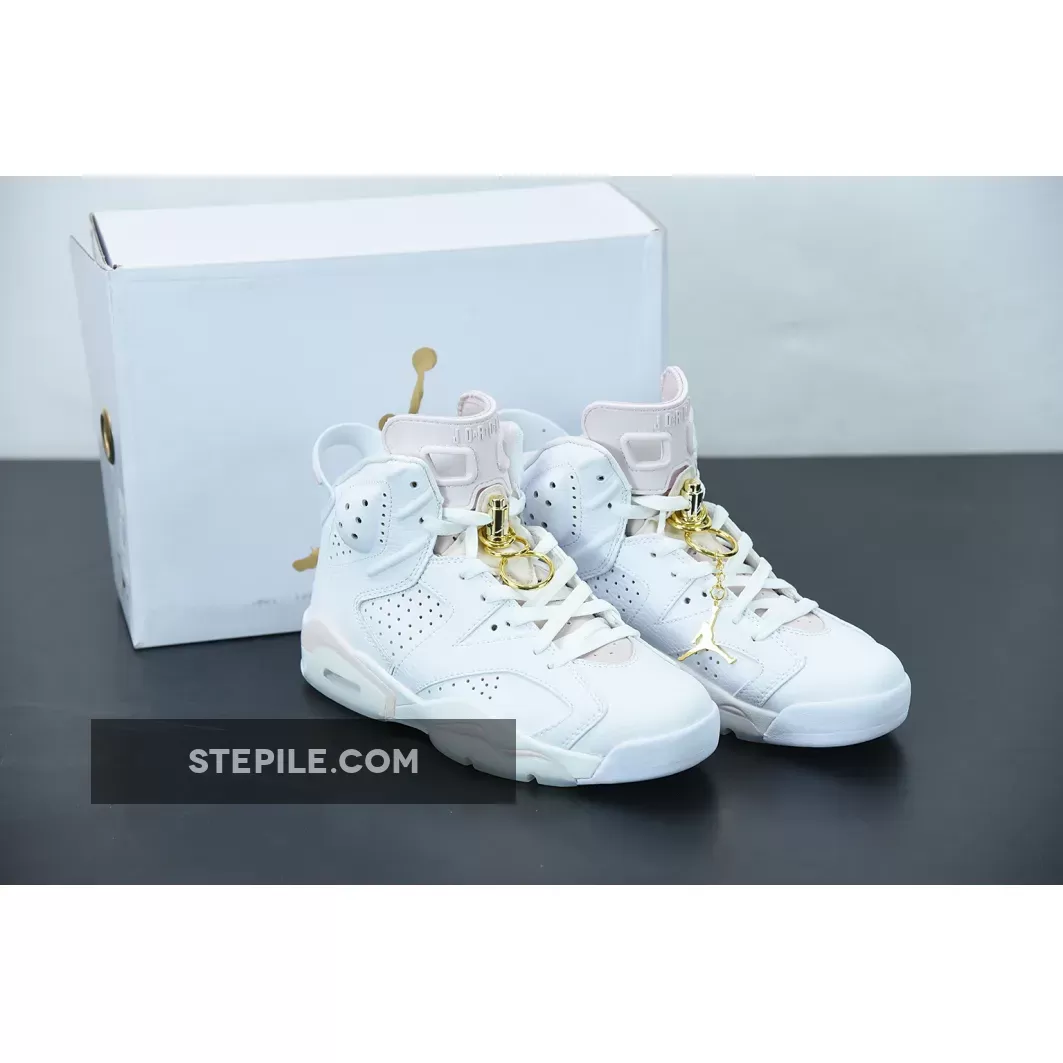 Wmns Air Jordan 6 Retro Gold Hoops White/Sail/Metallic Gold/Barely Rose AJ6