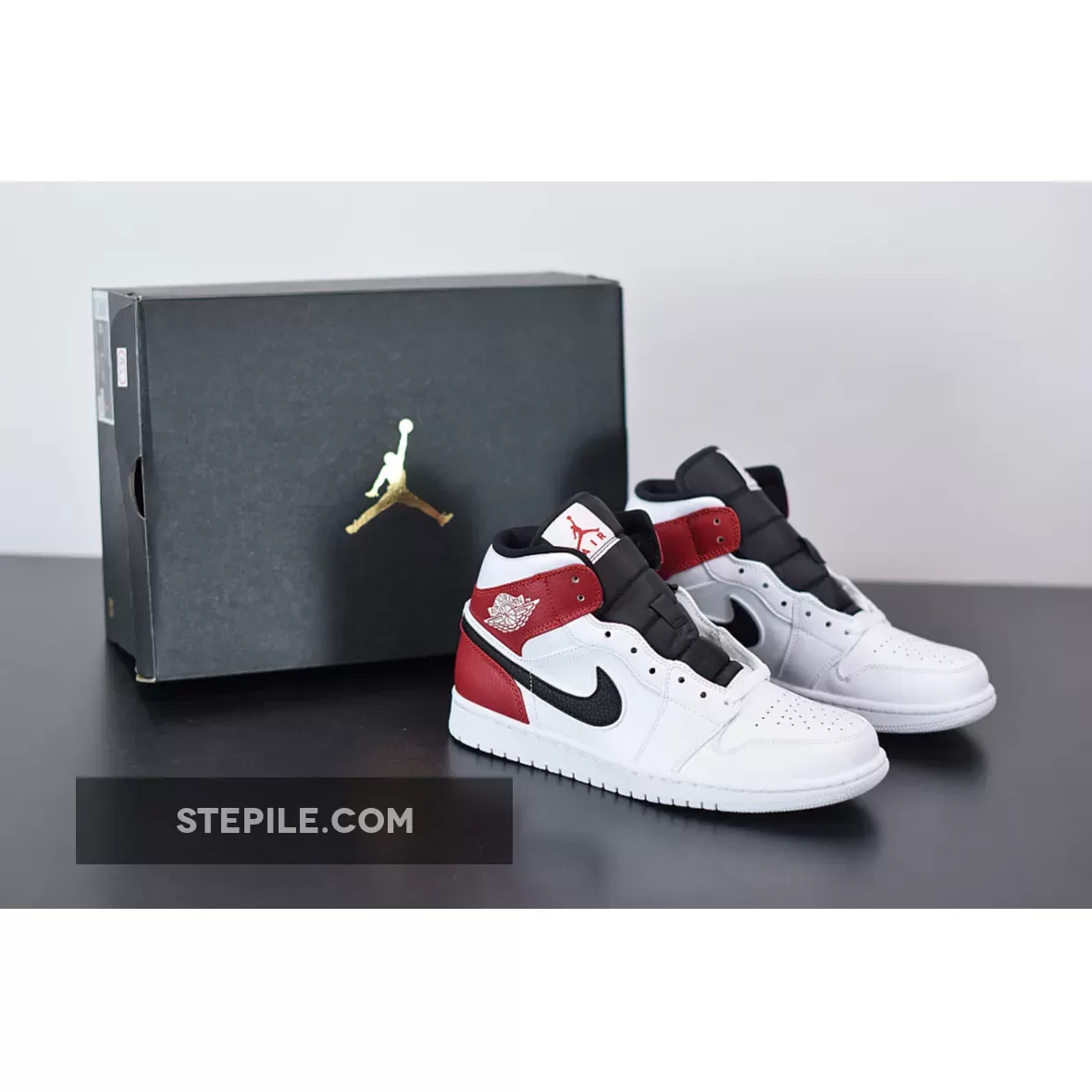 Air Jordan 1 Mid 'White Chicago' AJ1 Black-University Red | jordan 1 mid white chicago