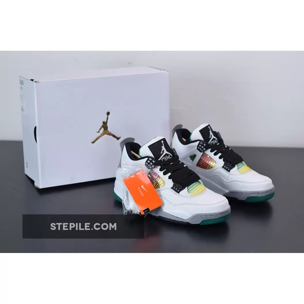 Air Jordan 4 Retro Wmns 'Rasta – Lucid Green' AJ4 WHITE/BLACK-UNIV RED-LUCID rasta jordans