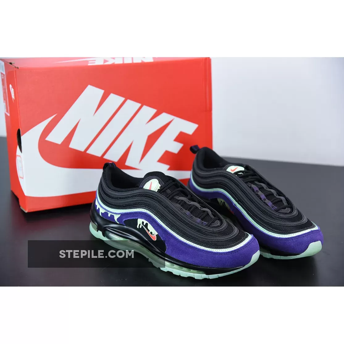 Nike Air Max 97 'Halloween Slime' Black/Flash Crimson/Court Purple #halloween airmax 97