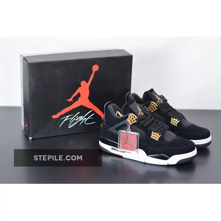 Air Jordan 4 'Royalty' Black/Metallic Gold-White #black metallic jordan 4