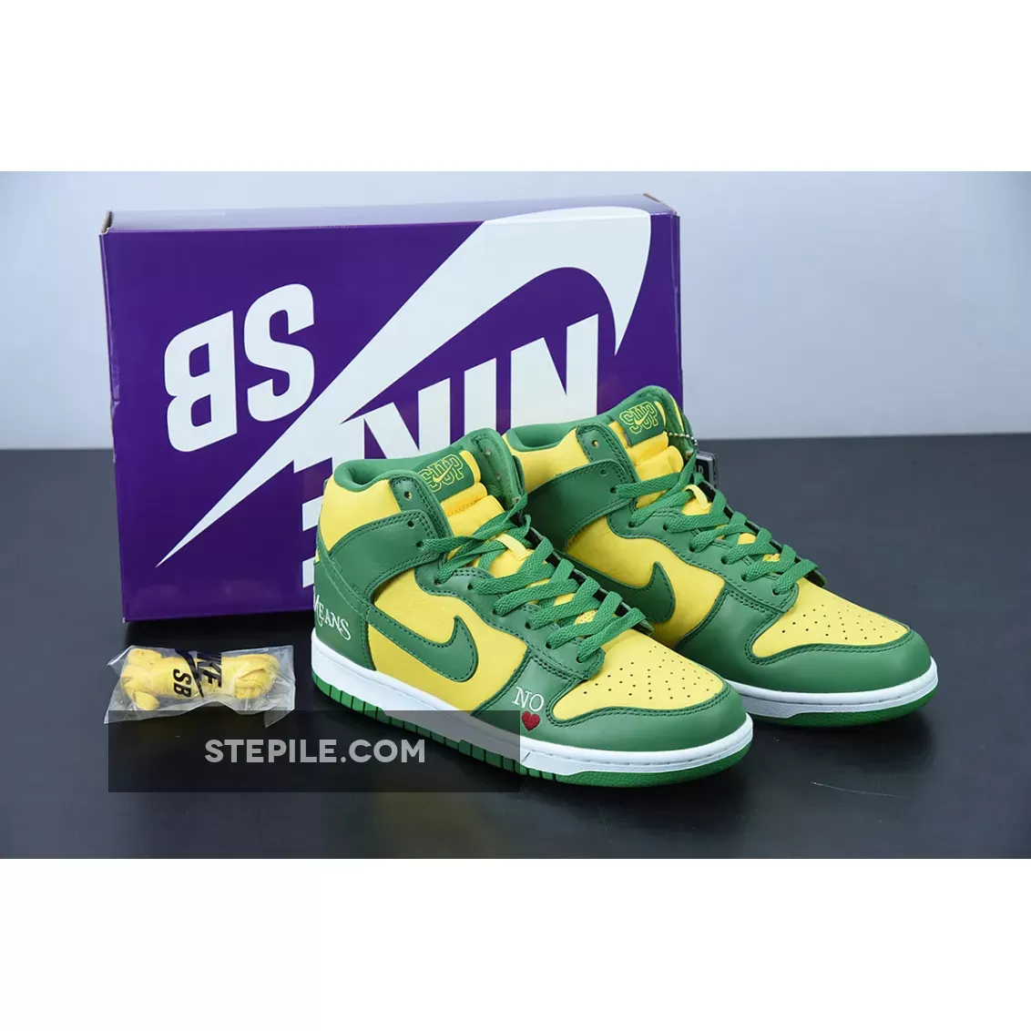 Supreme x Nike SB Dunk High 'By Any Means Brazil' DN3741-700 - green and yellow dunks high